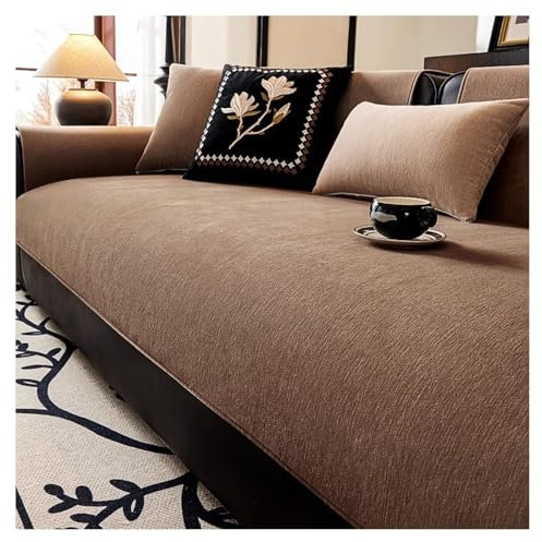 Couch Überzug Weiche Chenille für Ecksofa: Weiche Sofa Überzug für 1 2 3 4 Sitzer Sofabezug Anti Rutsch Sofa Schutzhülle für L Form U Form Sektionssofa Hund Katze Sofaschoner(Coffee,70*150cm)