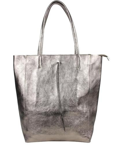 Sa-Lucca Damen Schultertasche/Shopper echt Leder mit Reißverschluss in vielen Farben (Bronze)