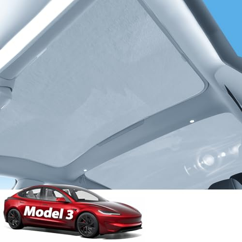 ASZSK Dach-Sonnenschutz für Tesla Model 3 2024 2025 Highland,Fellmaterial, blockiert UV-Strahlen,vollständige Verdunkelung, faltbar, Lagerung