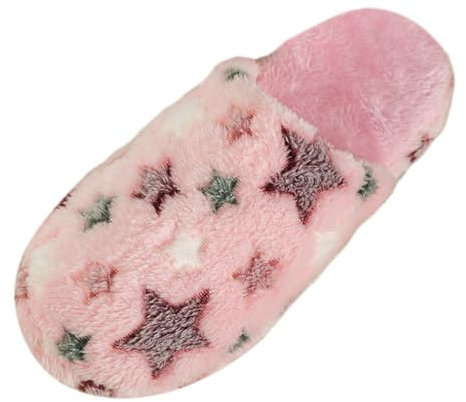Genérico botas altas negras para mujeres sin cordones piel felpa plana casa invierno punta redonda mantener caliente estrellas imprime zapatillas zapatos zapatos tacón sexy noche, rosa, 45 EU