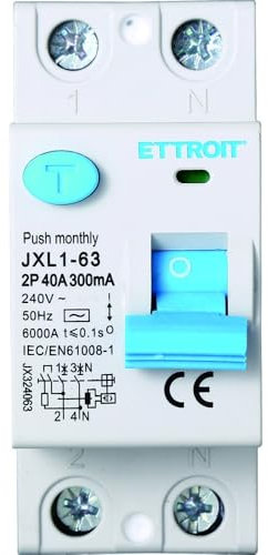 IXTRIMA Interruttore Differenziale Puro 2P 40A 300mA 220V-6KA 300mA per Guida DIN - 2 Moduli DIN - Protezione Circuiti e Sicurezza Impianti