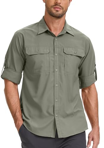 Jogwits Chemise Safari Homme UPF50+ Protection UV Manches Longues