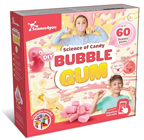 Science4you Kaugummi-Süßigkeiten-Labor – Bonbon-Bastelset um Ihre eigenen 60 Kaugummi für Kinder, Gelee-Spielzeug für Ihre Party-Taschen, Lernspielzeug Geschenk für Jungen & Mädchen Alter 6 7 8 9+
