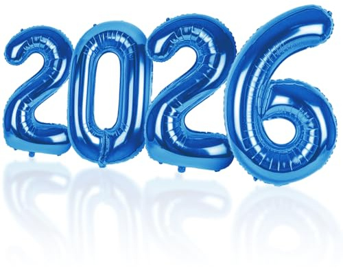 Ballon Chiffre Anniversaire 2026 Bleu, 83cm Numéro Feuille Géante Hélium Ballons Gonflables XXL Grand Ballon Numérotés Garçon Fille Homme Femme D'anniversaire Décoration pour Fête Mariage Célébrations