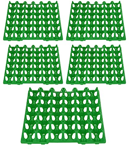 SUPYINI 5PCS Plastic Egg Flats 30 Cell Egg Crates Holder Tray Storage Container Holder for Secure Transportation Stackable Sturdy Reusable (Green)