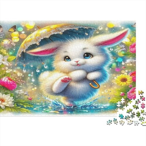 1000-Teil Puzzle für Erwachsene, Recyclierter Pappe, Osterhase mit bunten Eiern, Stressabbau, Wanddekoration Ruhestand, Größe: 52x38cm