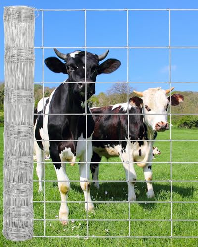 Cattle Fence 5ft x 328ft, Heavy Duty Galvanized Wire Fence & Chain Link Fence for Hog, Goat, Sheep & Deer, Ideal As Goat Fencing, Deer Fence, Yard Protection & Livestock Cattle Panel