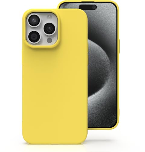 Zuvirelx Silicone Case for iPhone 15 Pro - Yellow | Thin, Non-Slip, Soft Grip, Minimalist, Shockproof, Pocket-Friendly