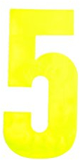 Merriway BH04966 Yellow High Visibility Reflective Plastic Stick-On Wheelie Bin Post Box Crate Dust Bin Number 150 mm (6 Inch) Number 5
