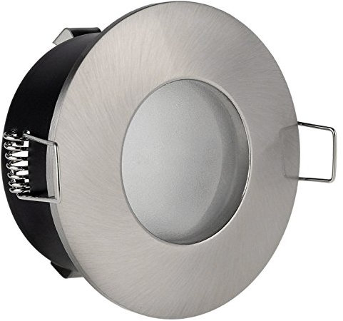 FIXATION SPOT SALLE DE BAIN ETANCHE NICKEL SATINE POUR AMPOULE GU5.3 12V HALOGENE OU LED IP65