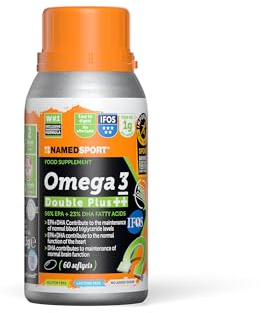 NAMEDSPORT> Omega 3 Double Plus, hohe Konzentration von EPA und DHA pro Weichkapsel, 1 g Fischöl, hohe Konzentration von Omega 3, leicht verdaulich, Marke aus Italien, 60 Weichkapseln