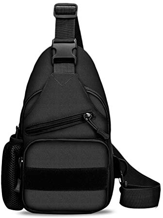 FANDARE Tactical Schultertasche Herren Brusttasche Umhängetasche Rucksack mit USB Sling Rucksack Militär Sporttasche für Wandern,Abenteuer,Sport, Reisen und Joggen Schwarz