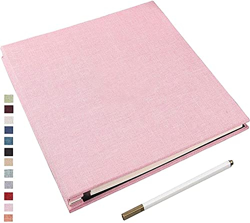 Yopih Selbstklebende 10x15 Fotoalbum Einkleben und zum Selbstgestalten Groß leinen Photoalbum mit 40 weißen Seiten, Hochzeit Jahrestag Geburtstag Geschenke, mit einem Kugelschreiber, 28x27cm