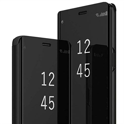 Coque pour Samsung Galaxy S21 5G, Clear View Flip Case Placage Miroir Effet Coque à Rabat Rigide PU Cuir Portefeuille Etui Galaxy S21 360 Full Body Antichoc Bumper Ultra Hybrid Fine Case