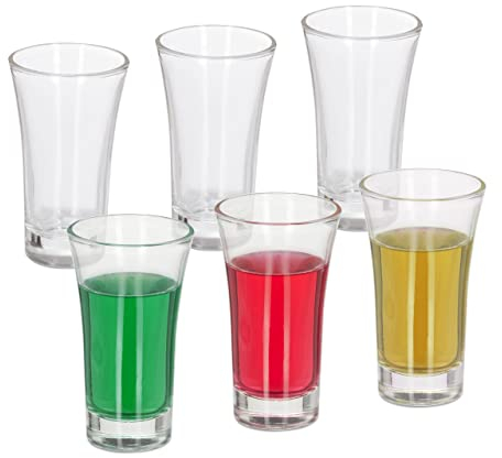 Relaxdays Schnapsgläser 6er Set, hohe Shotgläser mit dickem Boden, je 6 cl, spülmaschinenfest, Likörgläser, transparent