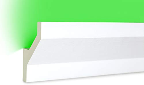 HEXIM LED Stuckleisten aus PU - Indirekte Beleuchtung mit modernen Deckenleisten, lichtundurchlässig, leicht und schlagzäh - (2 Meter LED-10 75x45mm) Zierprofil, Stuck, Deckenbeleuchtung