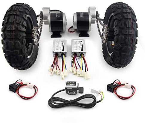 L-faster 25,4 cm Off-Road-Rad Dual Drive 350 W Getriebemotor Ketten-Kit Rückschalter für elektrische Schubkarre Trolley Wagon Bike mit Rückwärtsgang (36 V, 350 W, max. 11 km/h)