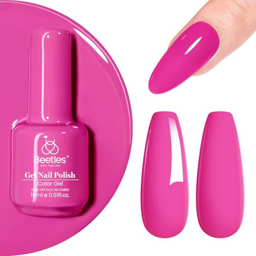Beetles Gel Nail Polish, 1 Pcs 15ml Cosmos Bouquet Summer Pink Gel Polish Soak Off Nail Lamp Needed Nail Art DIY Gel Nail Manicure Gift for Women