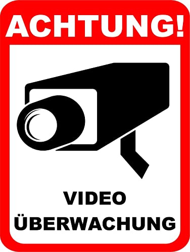 Achtung Videoüberwachung Aufkleber Set, 3 Stück – 13x10 cm, Wetterfest, Selbstklebende Folie, Kamera Warnhinweis für Innen- & Außenbereich