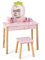 GOPLUS Kinder Schminktisch mit Spiegel, Kosmetiktisch Mädchen mit Schubladen, Frisiertisch Kinder mit Hocke, Schminkkommode Rosa