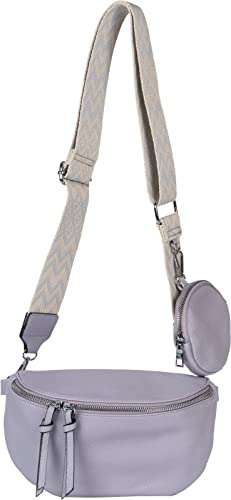 styleBREAKER Damen Halbmond Crossbody Schultertaschen Set 2-Teilig, Schultergurt mit Zick-Zack Rauten Muster 02012396, Farbe:Flieder
