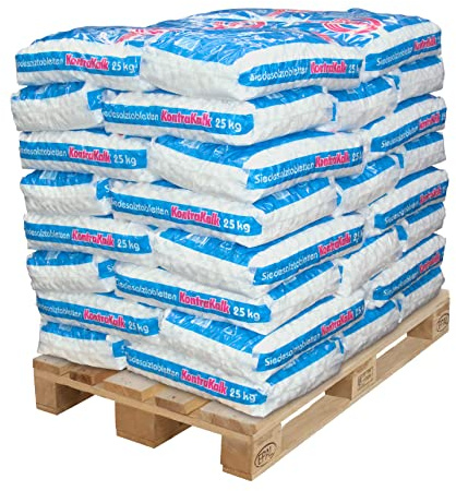 KontraKalk® von AGUALEVE®: Salztabletten für Wasserenthärtungsanlagen 40x 25kg (ganze Palette) | Regeneriersalz Siedesalztabletten | Wasserenthärtung Enthärtungsanlage
