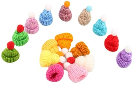 BABANI 150 Stück Mini Mützchen Für Sorgenwürmchen Basteln Mützen Strickmützen Zum Für Weihnachtsmützen Puppen Hut Zum Kleine Für Weihnachten Basteldekoration Gestrickt Ornamente (2)
