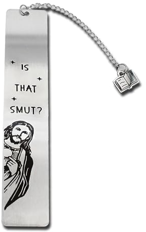 Lesezeichen Peeking Jesus is That Smut? (Metall, 1 Stück, Silber)