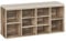 VASAGLE Schuhbank, Schuhregal mit Sitzfläche, Sitzbank mit Stauraum, gut gepolstert, Flurbank mit 10 Fächern, verstellbaren Ablagen, für Schlafzimmer, 30 x 104 x 48 cm, Kamelbraun LHS010K02