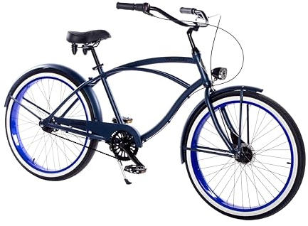 Plumbike Rider Arrow Stadtfahrrad Herren Unique Navy mit 26 Räder für Männer 155-190 cm - Urbanes Fahrrad - Großer Fahrradsattel - 7-Gang-Version, Rollenbremse, breite Felgen - Marineblau Matt