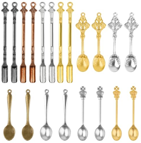 DAJISI 20-Piece Mini Shovel Set, 4 Styles, Small Shovels, Spoon Necklace, Mini Scoops, Powder Spoons