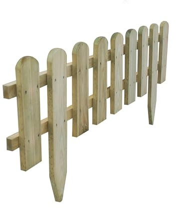 Picket Fence Wooden Panel Garden Border Edging FSC Certified Timber Pressure Treated Against Rot Fixed Picket Panel for Lawn Driveway Paths Easy Install with Pre-Drilled Holes & Spikes_40x 99cm (2)
