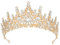 Gold Krone Damen Hochzeit Diadem Crown Prinzessinnen Krone Geburtstag Tiara Prinzessin Kristall Strass Stirnband Mädchen Abschlussball Party Halloween Festzug Hochzeitsfeier