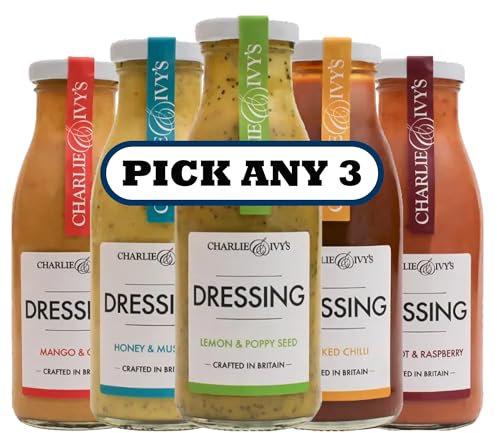 Charlie & Ivy’s Salad Dressing Bundle | Pick Any 3 Flavours – Lemon & Poppy Seed, Honey & Mustard, Mango & Chilli, Smoked Chilli, Beetroot & Raspberry | Crafted in Britain | 3 x 250ml Bottles