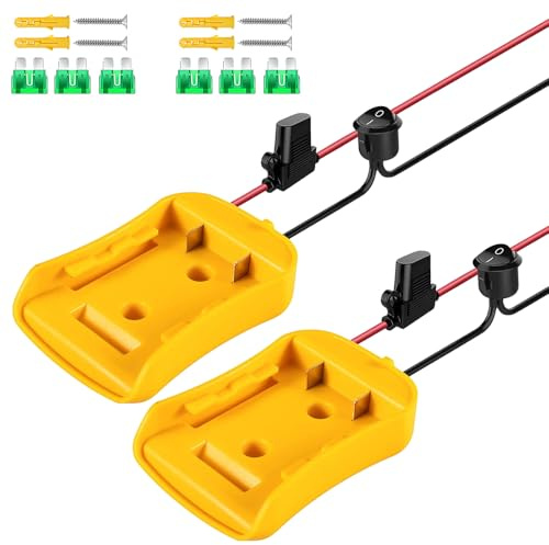 2 Stück Power Wheel Adapter für Dewalt 18V/20V Akku, Akku Adapter, Dock Power Connector 12 AWG mit Sicherung & Schalter, Batterie-Umrüstsatz, Sicherer Batterieadapter für RC Auto Heimwerker Robotik