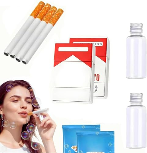 2 st Bubble Puff cigarettsåpbubblor, falska cigaretter för att blåsa bubblor, cigarettsåpbubbla, röksåpbubblor, roliga bubbelcigaretter för fest, födelsedagar och barnfödelsedagar