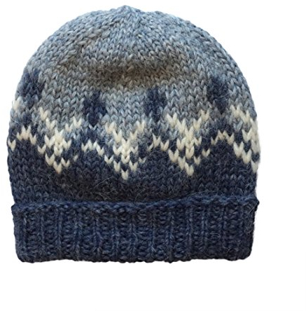Handprjonasamband Islands Grobe Strickmütze mit Umschlag - Hell-Blau Größe one Size