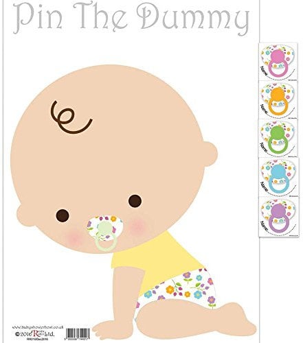Pin The Dummy On the Baby Game 35 Players Baby Shower Game Blindfold Mask Stickers & A3 Poster