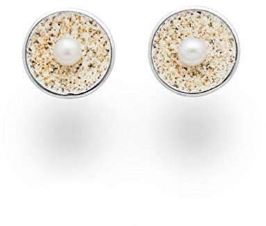 DUR Schmuck Damen Ohrstecker Strandsand/Perle Silber 925/- rhodiniert (O4895)