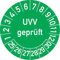 UVV Geprüft Prüfplakette, 500 Stück, in verschiedenen Farben und Größen, Prüfetikett Prüfsiegel Plakette (35 mm Ø, Grün)