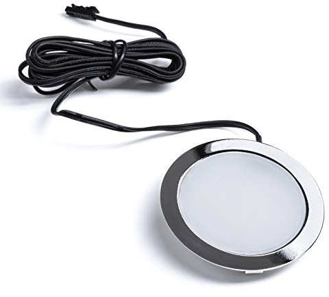SOTECH LED Einbaustrahler Giulia 3W 6000K Spot Ultraslim 12V kaltweiß | 65 x 12 mm Gehäuse verchromt Möbeleinbauleuchte Einbauleuchte