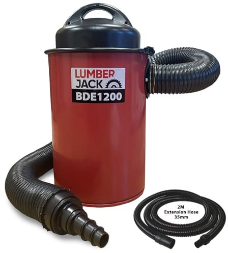 LUMBER JACK 50 Liter Dust Extractor with 1200W Motor, 2 Meter Hose for Woodworking Chip Collection, 240V, Includes 5 Piece Reducer Set