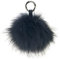 Realkontor XXL Taschenanhänger mit Lederband und Ringkarabiner, Schlüsselanhänger Bommel Pelzbommel Pompon Pelz Fell Echtpelz ! viele Farben ! (schwarz)
