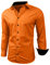 Baxboy Herren-Hemd Slim-Fit Bügelleicht Für Anzug, Business, Hochzeit, Freizeit - Langarm Hemden für Männer Langarmhemd R-44, Farbe:Orange, Größe:S