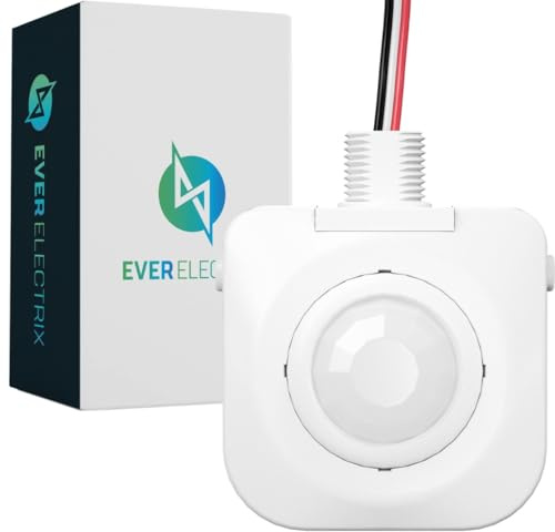Everelectrix Single Pack Ceiling Occupancy Motion Sensor, Passive Infrared Technology, High Bay Fixture Mount 360 Degree, Hard-Wired, 120-277 VAC, Commercial, Industrial Grade Occupancy Sensor