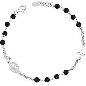Amen Rosary Crystal Cross Rosenkranz Armband aus 925er Silber hergestellt, mit Kristallen verziert, Länge: 18 + 2 cm verlängerbar, BROBN3