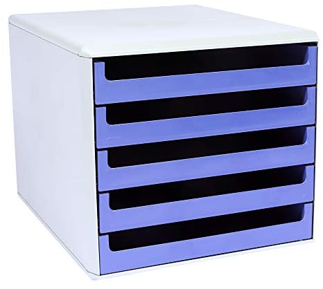 Metzger & Mendle 30050956BE hellgraue Schubladenbox mit 5 Schüben in azzurra (blau), Recycling, Blauer Engel zertifiziert
