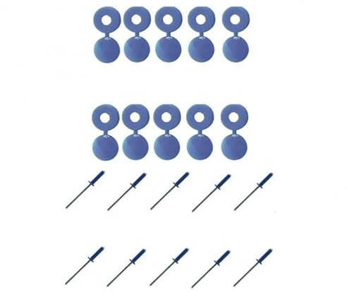 cyclingcolors Lot de 10 Rivets + Cache Rivet Bleu Plaque D'IMMATRICULATION Voiture Auto Moto Scooter MOBYLETTE Protection Plastique Aveugle VIS Boulon Fixation