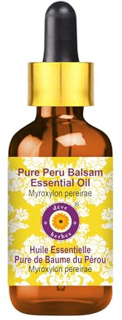 Deve Herbes Pure Huile essentielle de Baume du Pérou (Myroxylon pereirae) avec compte-gouttes en verre Distillé à la vapeur qualité thérapeutique naturelle 100ml (3,38 oz)
