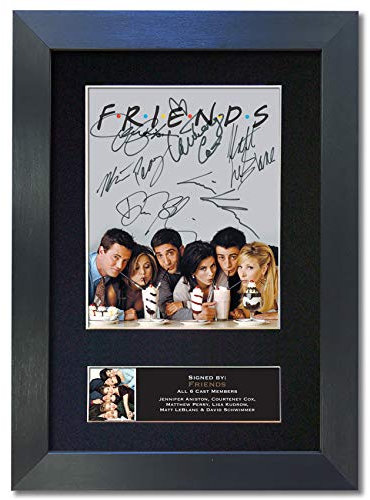 #819 FRIENDS TOP USA TV SHOW Signed Autograph Mounted Photo Reproduction PRINT A4 Rare Perfect Birthday (297 x 210mm) (Black Frame)